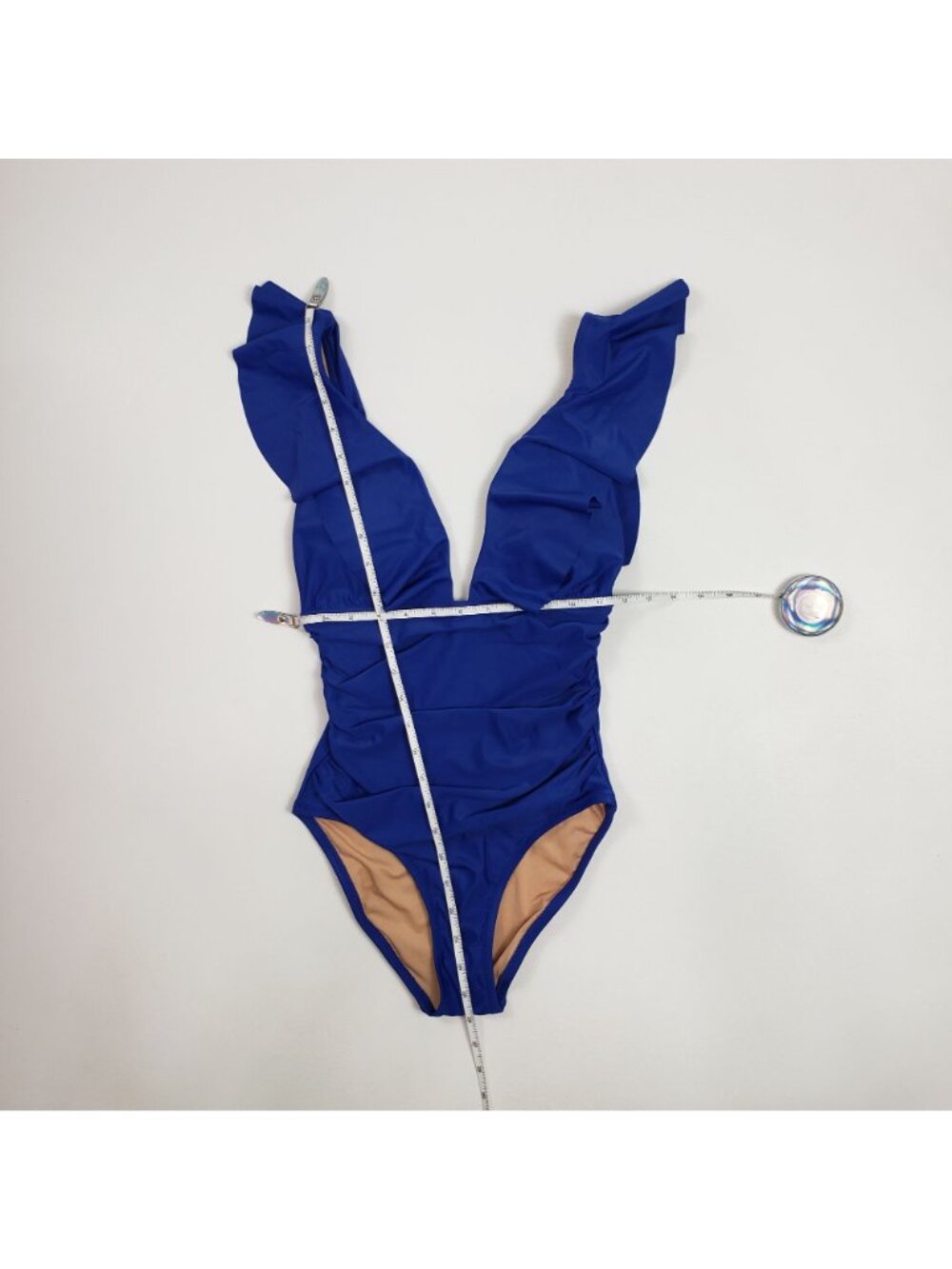 J.Crew Ruched Ruffle One-Piece Swimsuit Women's Size 4 Harbor View Blue NWT - Picture 4 of 16